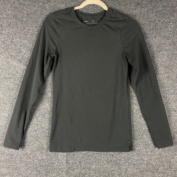 Pact Tops - Pact Top Womens Small Black Organic Cotton Long Sleeve Stretch Crew Neck Casual